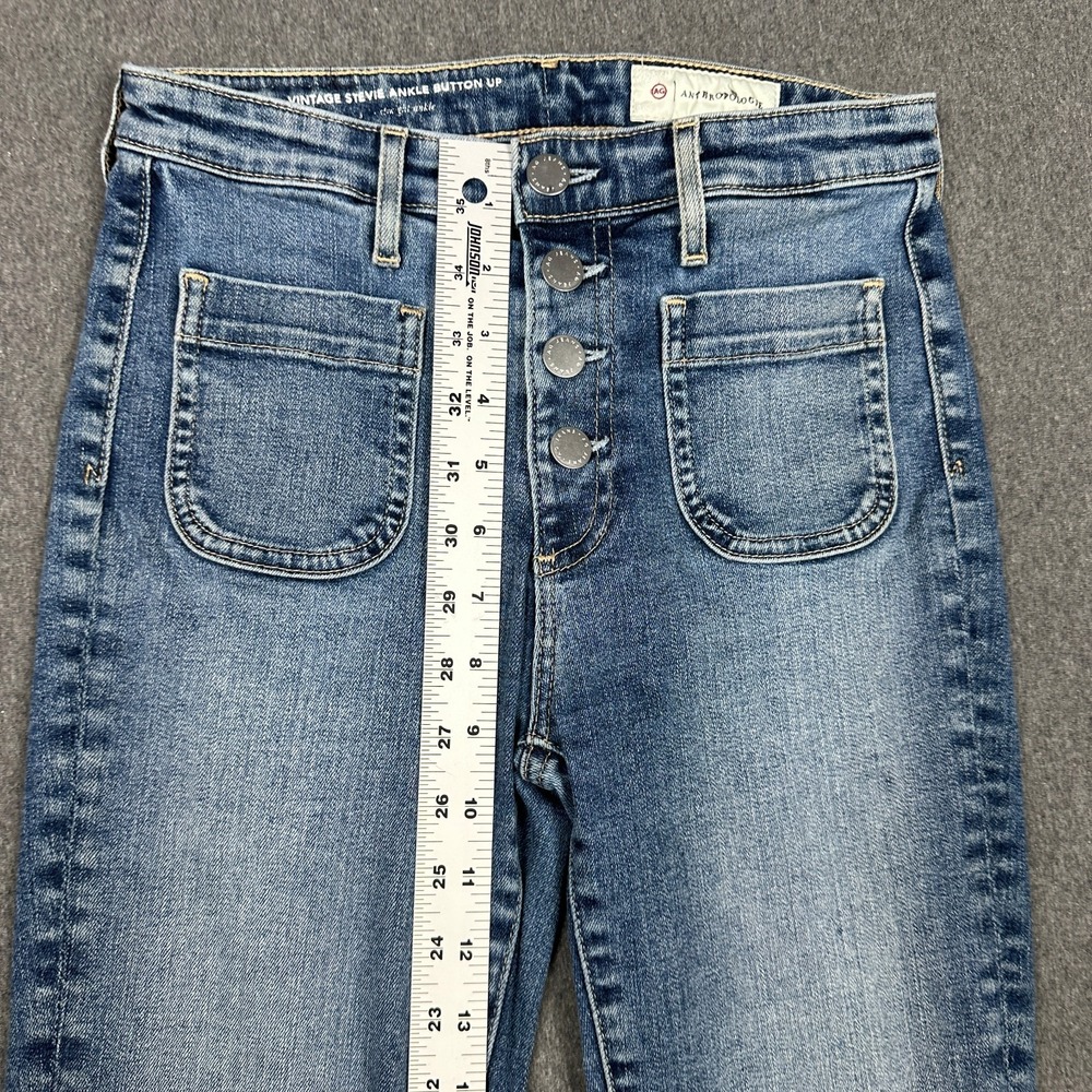 AG Anthropologie Vintage Stevie Ankle Button Up Jeans 25R Slim Straight Patch - Picture 7 of 11
